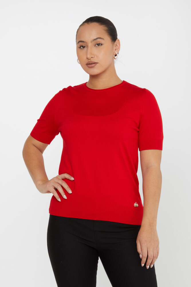 Knitted Sweater Short Sleeve Red - 16271 | KAZEE (Set of 4 L-XL-2XL-3XL) - 1