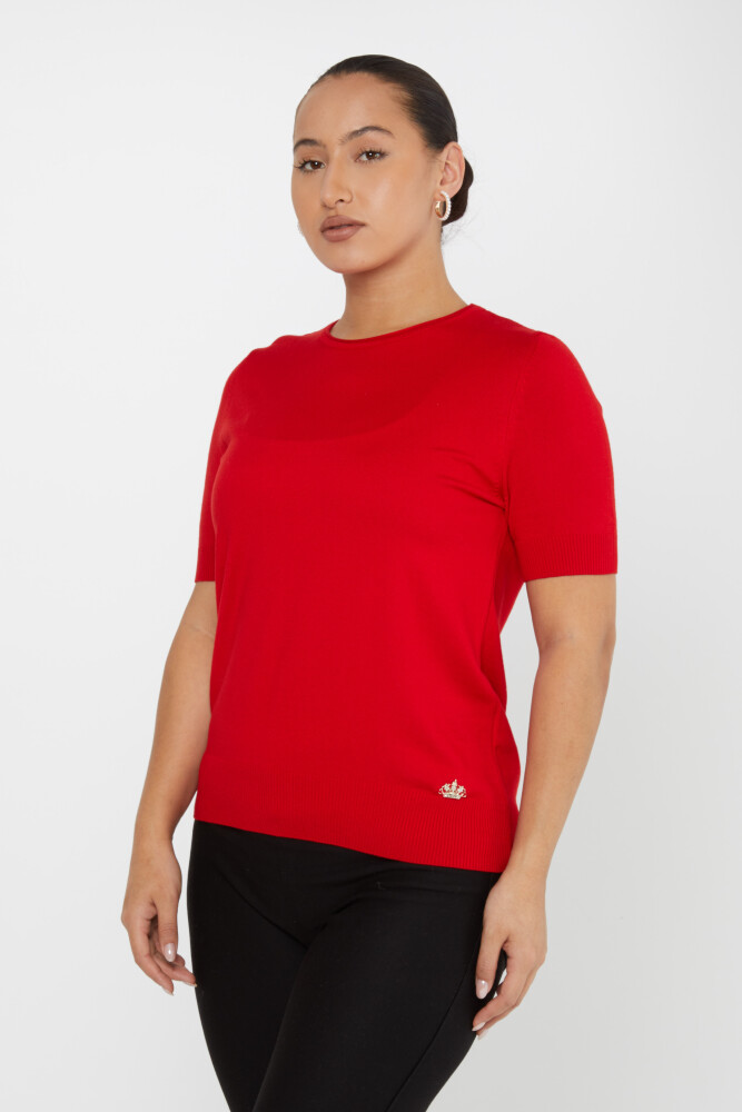 Knitted Sweater Short Sleeve Red - 16271 | KAZEE (Set of 4 L-XL-2XL-3XL) - 2