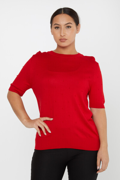 Knitted Sweater Short Sleeve Red - 30131 | KAZEE (Set of 4 M-L-XL-2XL) 