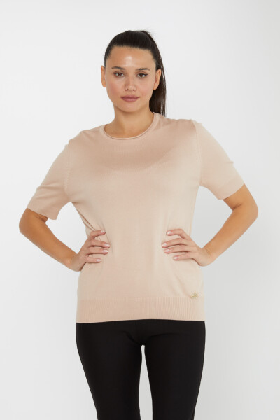 Knitted Sweater Short Sleeve Light Beige - 16271 | KAZEE (Set of 4 L-XL-2XL-3XL) 