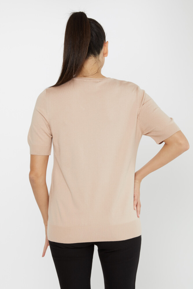 Knitted Sweater Short Sleeve Light Beige - 16271 | KAZEE (Set of 4 L-XL-2XL-3XL) - 4