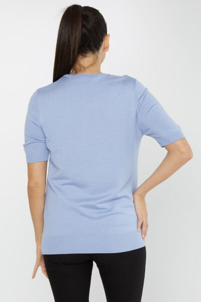 Knitted Sweater Short Sleeve Light Blue - 16271 | KAZEE (Set of 4 L-XL-2XL-3XL) - 4