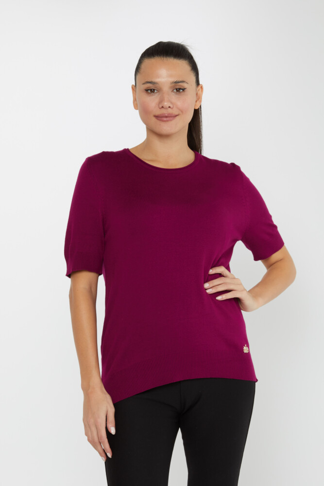 Knitted Sweater Short Sleeve Purple - 16271 | KAZEE (Set of 4 L-XL-2XL-3XL) - 1