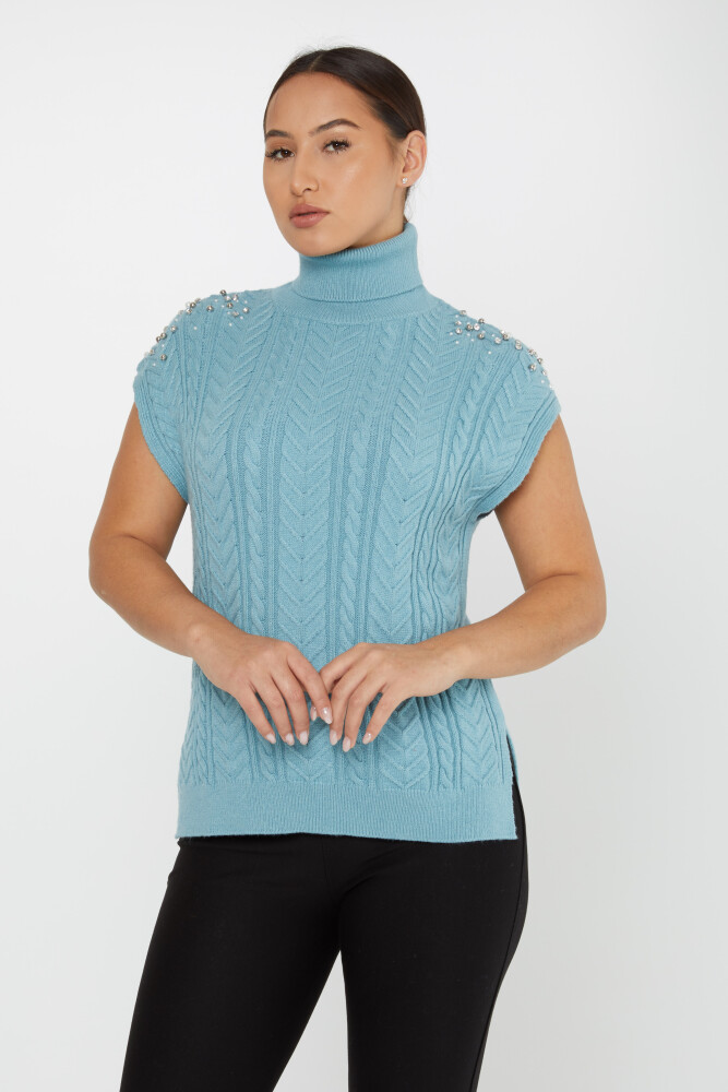 Knitted Sweater Sleeve Stone Detail Blue - 30242 | KAZEE (Set of 3 S-M-L) - 1