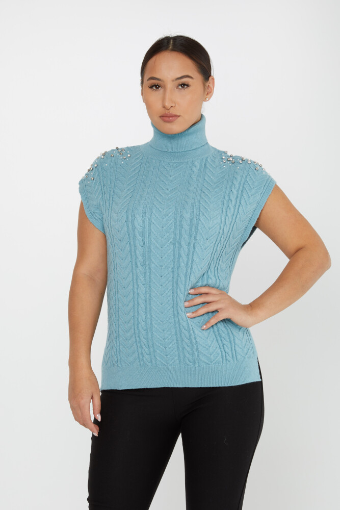 Knitted Sweater Sleeve Stone Detail Blue - 30242 | KAZEE (Set of 3 S-M-L) - 2