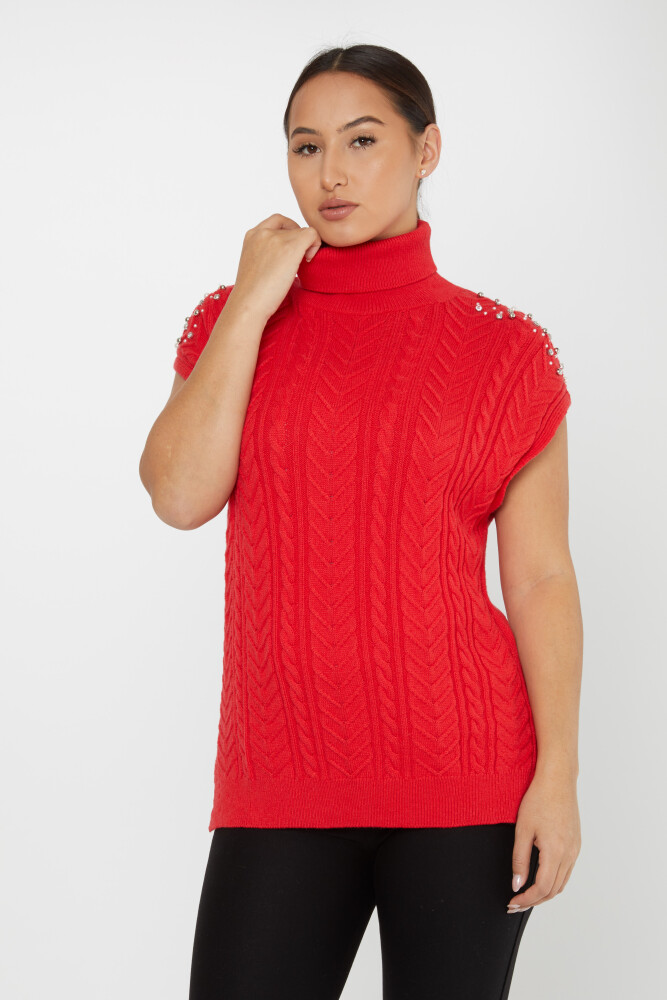 Knitted Sweater Sleeve Stone Detail Red - 30242 | KAZEE (Set of 3 S-M-L) - 2