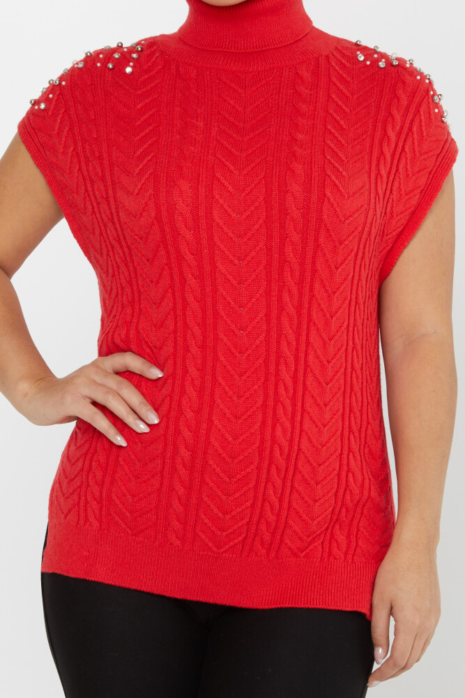 Knitted Sweater Sleeve Stone Detail Red - 30242 | KAZEE (Set of 3 S-M-L) - 3