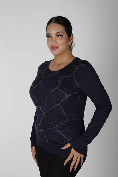 Knitted Sweater Stoned Navy Blue - 30531 | KAZEE (Set of 4 L-XL-2XL-3XL) - Thumbnail