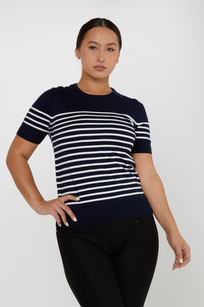 Knitted Sweater Striped Navy Blue - 30396 | KAZEE (Set of 4 M-L-XL-2XL) - 1