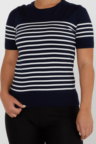 Knitted Sweater Striped Navy Blue - 30396 | KAZEE (Set of 4 M-L-XL-2XL) - 3