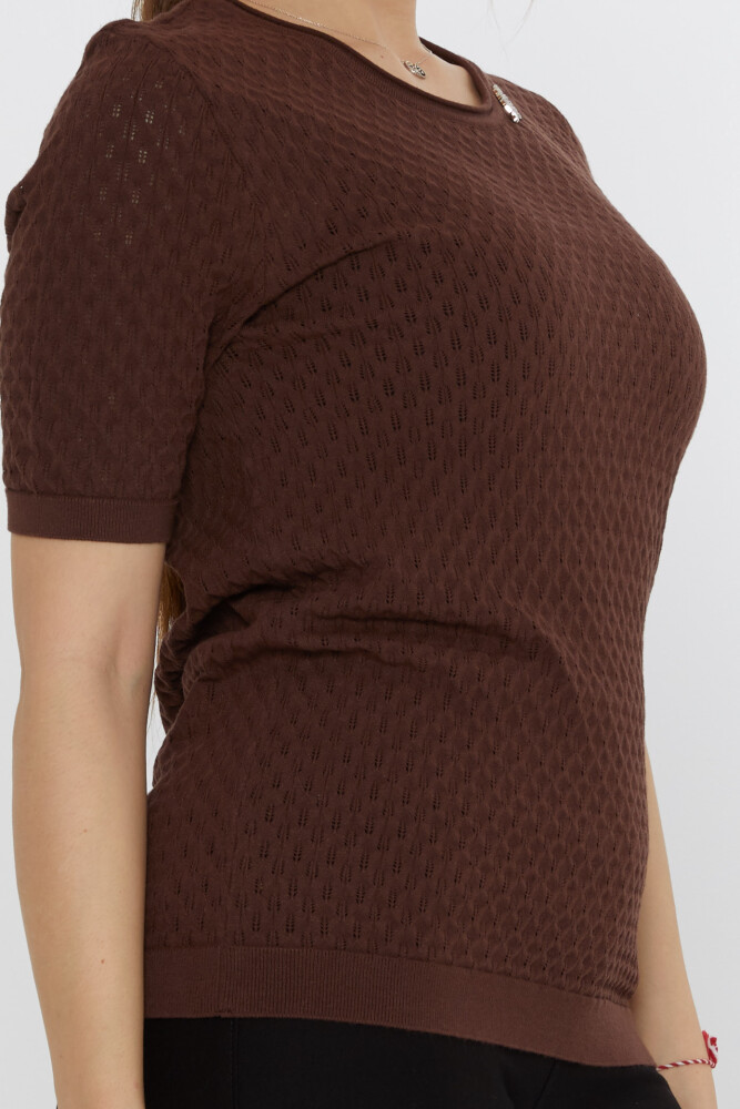 Knitwear Sweater with Leaf Brooch Brown - 31811 | KAZEE (Set of 3 M-L-XL) - 4