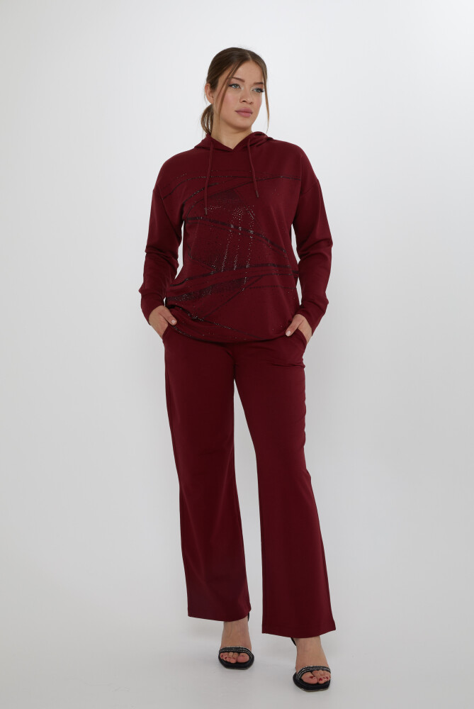 Komplet dresowy z kieszeniami Bordowy - 17900 | KAZEE (zestaw 3 sztuk M-L-XL) - 1