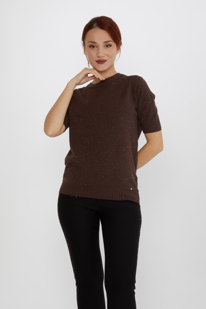 Maglia Maglione con Dettaglio Glitter Marrone - 31635 | KAZEE (Set di 3 S-M-L) - 1