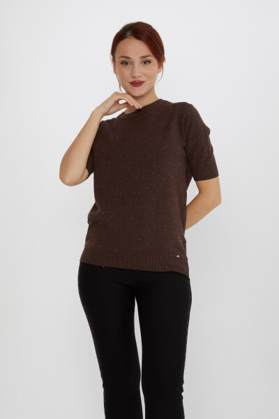 Maglia Maglione con Dettaglio Glitter Marrone - 31635 | KAZEE (Set di 3 S-M-L) 