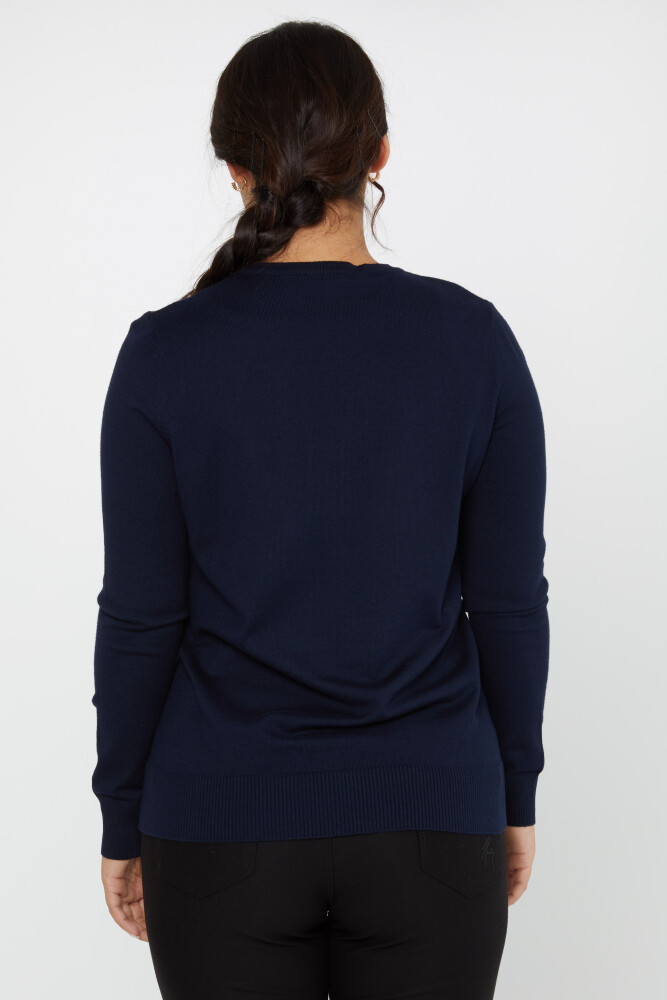 Maglia Maglione con Ricamo Foglia Blu Navy - 31276 | KAZEE (Set da 3 L-XL-2XL) - 5