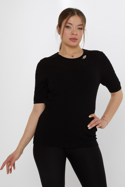 Maglia Maglione con Spilla a Foglia Nera - 31811 | KAZEE (Set di 3 M-L-XL) 