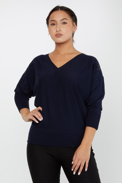 Maglieria Maglione Ricamato Blu Navy - 30924 | KAZEE (Set da 4 M-L-XL-2XL) 