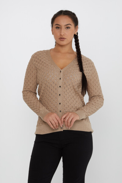 Maglieria Cardigan Bottone Dettagliato Beige - 30036 | KAZEE (Set da 4 M-L-XL-2XL) 