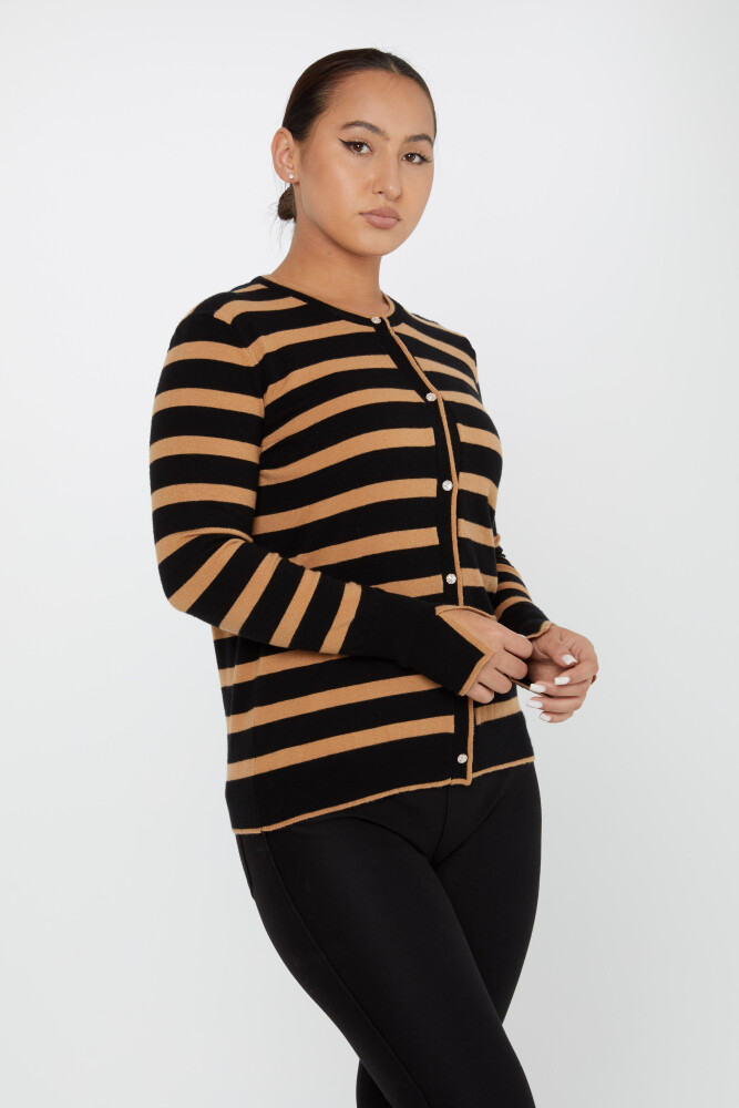 Maglieria Cardigan Righe Nero-Cammello - 2425-31108 | KAZEE (Set di 3 S-M-L) - 2