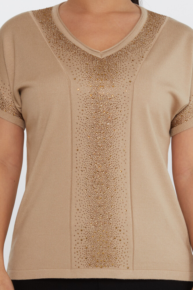 Maglieria Maglia Pietra Ricamata Beige - 30761 | KAZEE (Set da 4 L-XL-2XL-3XL) - 3