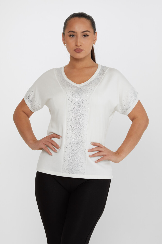 Maglieria Maglia Ricamata Pietra Ecru - 30761 | KAZEE (Set da 4 L-XL-2XL-3XL) - 1