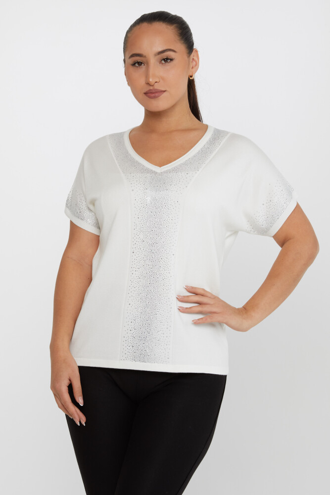 Maglieria Maglia Ricamata Pietra Ecru - 30761 | KAZEE (Set da 4 L-XL-2XL-3XL) - 2