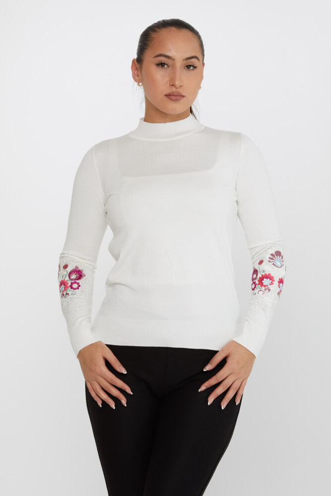 Maglieria Maglione Maniche Ecru con Ricami Floreali - 31269 | KAZEE (Set da 4 M-L-XL-2XL) - 1