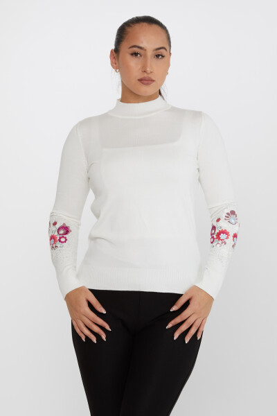 Maglieria Maglione Maniche Ecru con Ricami Floreali - 31269 | KAZEE (Set da 4 M-L-XL-2XL) 