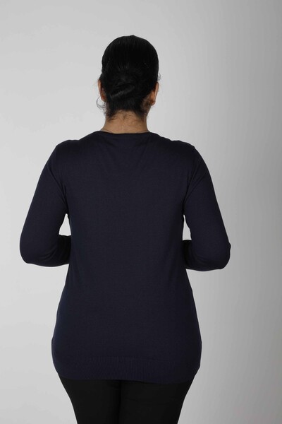 Maglieria Maglia Blu Navy con Pietre - 30531 | KAZEE (Set da 4 L-XL-2XL-3XL) - Thumbnail