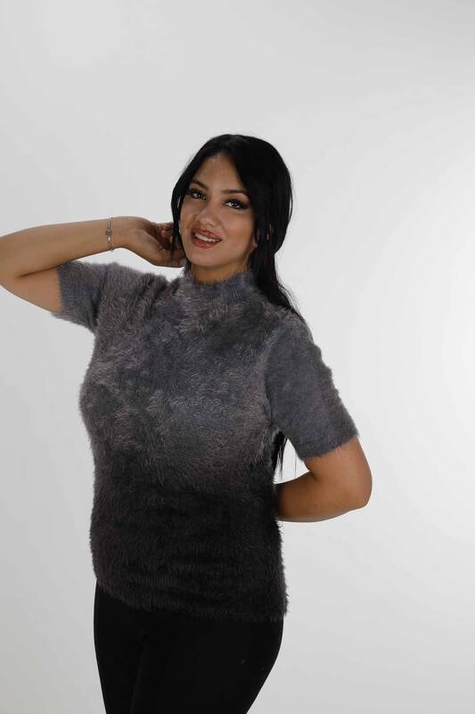 Maglione di Angora a maniche corte con collo alto nero - 31014 | KAZEE (Set di 3 S-M-L)