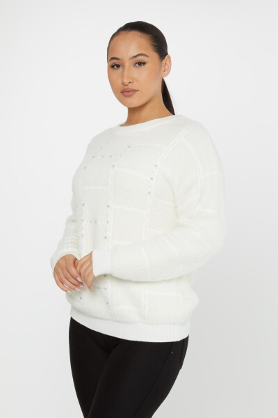 Maglione Angora Pietra Ricamata Ecru - 30209 | KAZEE (Set di 3 S-M-L) 