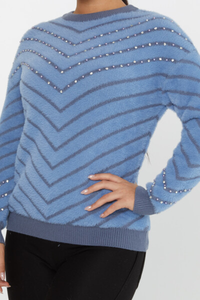 Maglione Angora Ricamato Con Perline Blu - 30189 | KAZEE (Set di 3 S-M-L) - 4