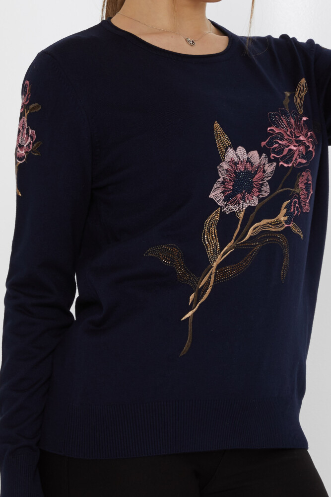 Maglione in maglia con ricamo floreale blu navy - 31673 | KAZEE (Set di 3 L-XL-2XL) - 4