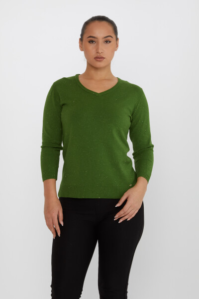 Maglione Maglieria con Dettaglio Glitter Verde - 31515 | KAZEE (Set da 3 M-L-XL) 