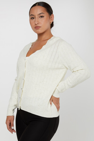 Cardigan Maille Coeur Boutonné Pierre Ecru - 31052 | KAZEE (Lot de 4 L-XL-2XL-3XL) - 2