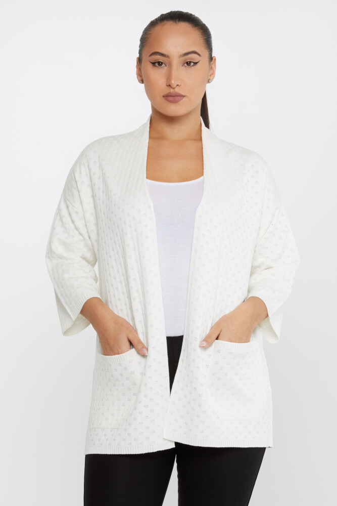 Cardigan En Maille Avec Détail Poche Écru - 30056 | KAZEE (Lot de 3 M-L-XL) - 1