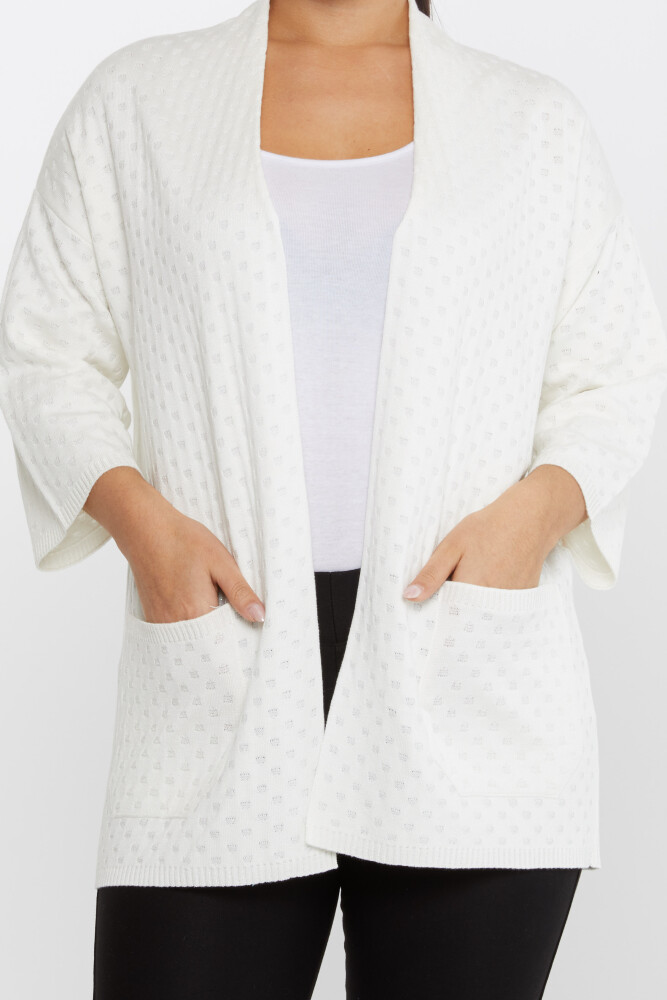 Cardigan En Maille Avec Détail Poche Écru - 30056 | KAZEE (Lot de 3 M-L-XL) - 3