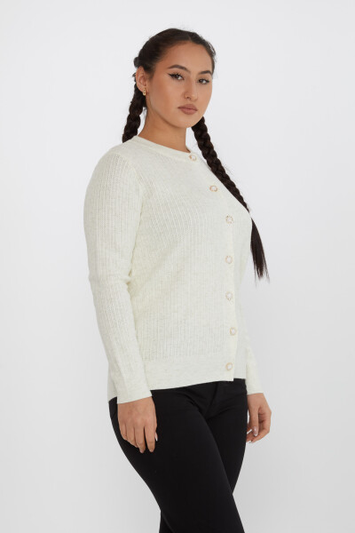 Cardigan En Maille Manches Longues Bouton Détaillé Écru - 31070 | KAZEE (Lot de 4 M-L-XL-2XL) - 2