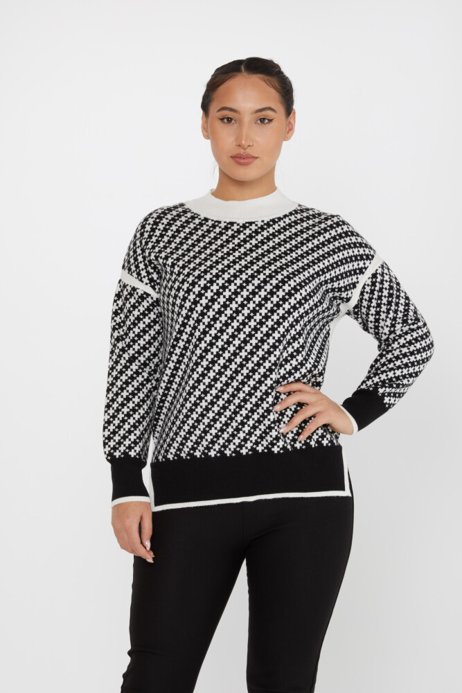 Pull Maille À Motifs Manches Longues Écru-Noir - 30953 C| KAZEE (Lot de 3 S-M-L) - 2