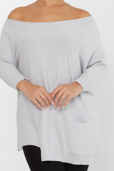 Pull en tricot à épaules dénudées avec poches gris clair - 30237 | KAZEE (Lot de 3 M-L-XL) - 3