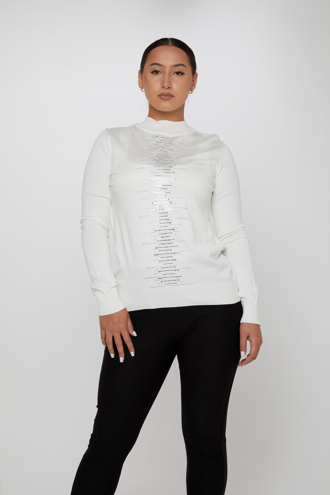 Pull En Maille Pierre Brodée Manches Longues Ecru - 30556 | KAZEE (Lot de 3 S-M-L) - 1