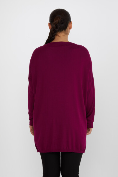 Pull en Maille Rayure Pierre Brodée Poche Détail Lilas - 30621 | KAZEE (Lot de 4 L-XL-2XL-3XL) - 5