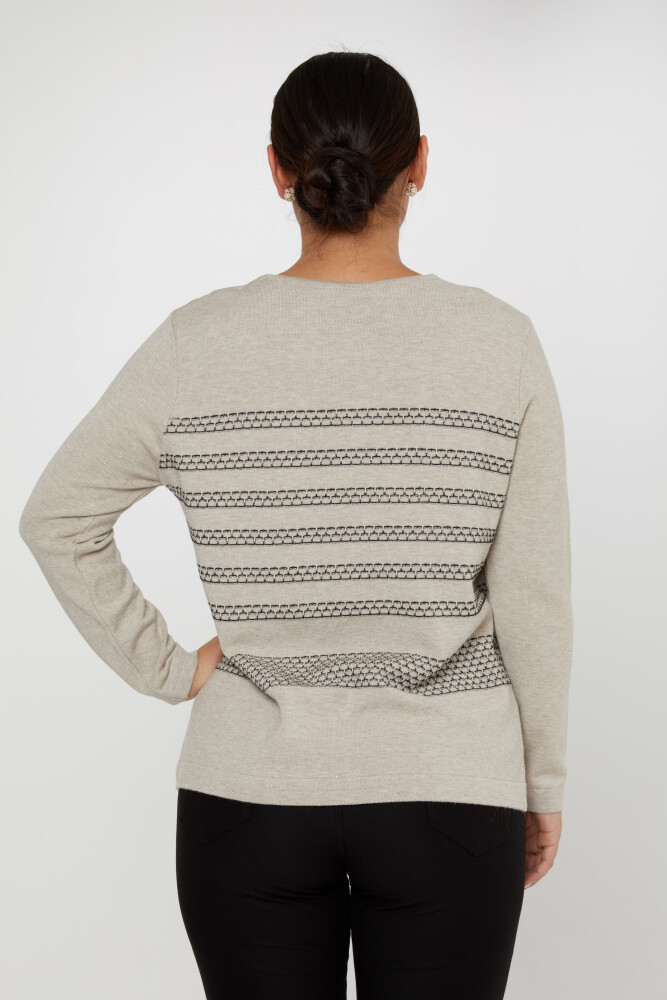 Pull en tricot rayé à manches longues vison - 31030 | KAZEE (Lot de 4 L-XL-2XL-3XL) - 4