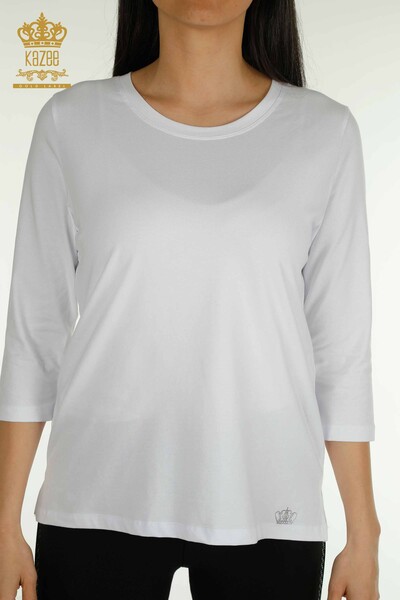 Venta al por mayor Blusa de Mujer Piedra Bordada Blanca - 79565 | KAZEE - 2