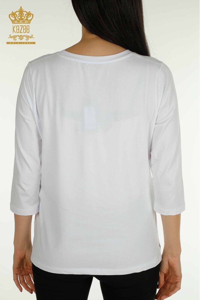 Venta al por mayor Blusa de Mujer Piedra Bordada Blanca - 79565 | KAZEE - 7