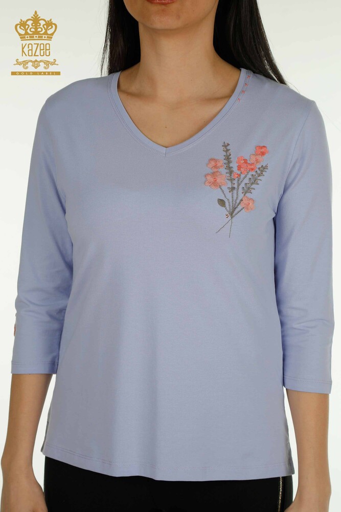 Venta al por mayor Blusa de Mujer Bordada Floral Lila - 79466 | KAZEE - 2