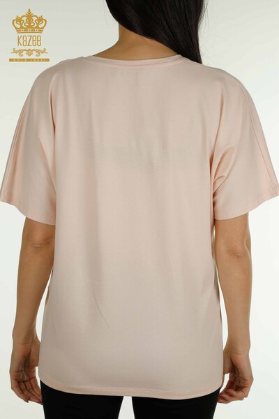 Venta al por mayor Blusa de mujer con bordado floral rosa - 79459 | KAZEE - 7