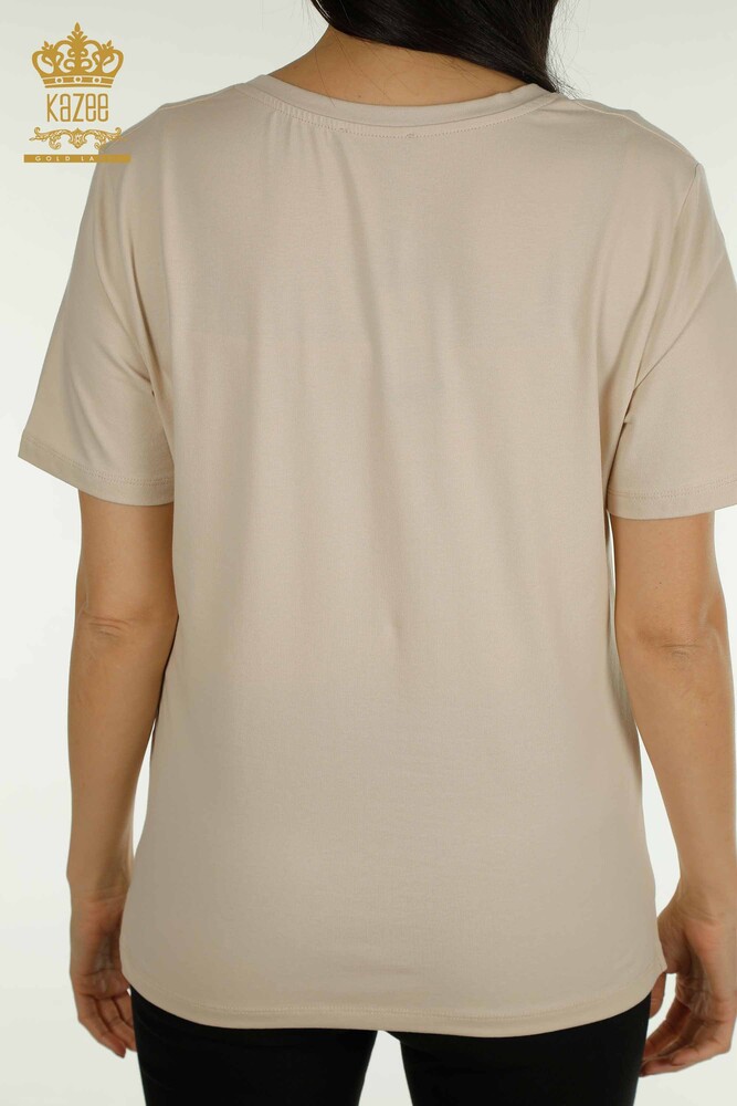 Venta al por mayor Blusa de Mujer con Bordado Floral Beige - 79860 | KAZEE - 8