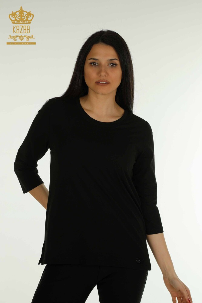 Venta al por mayor Blusa de Mujer Piedra Bordada Negra - 79565 | KAZEE - 1