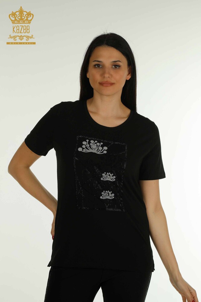 Venta al por mayor Blusa de Mujer Piedra Bordada Negra - 79863 | KAZEE - 1